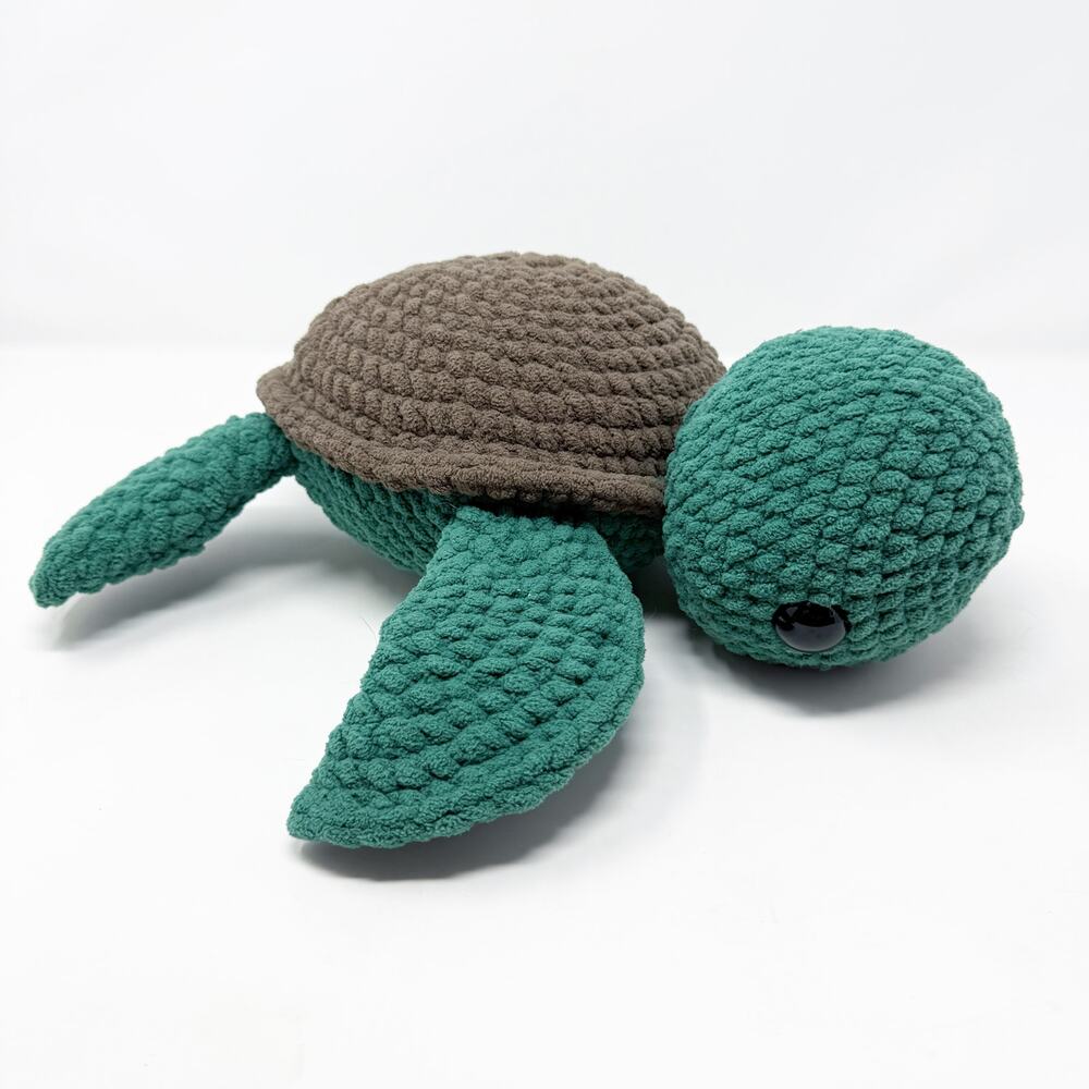 Handmade Green/Brown Amigurumi Crochet Turtle Stuffy/Plush Animal EUC